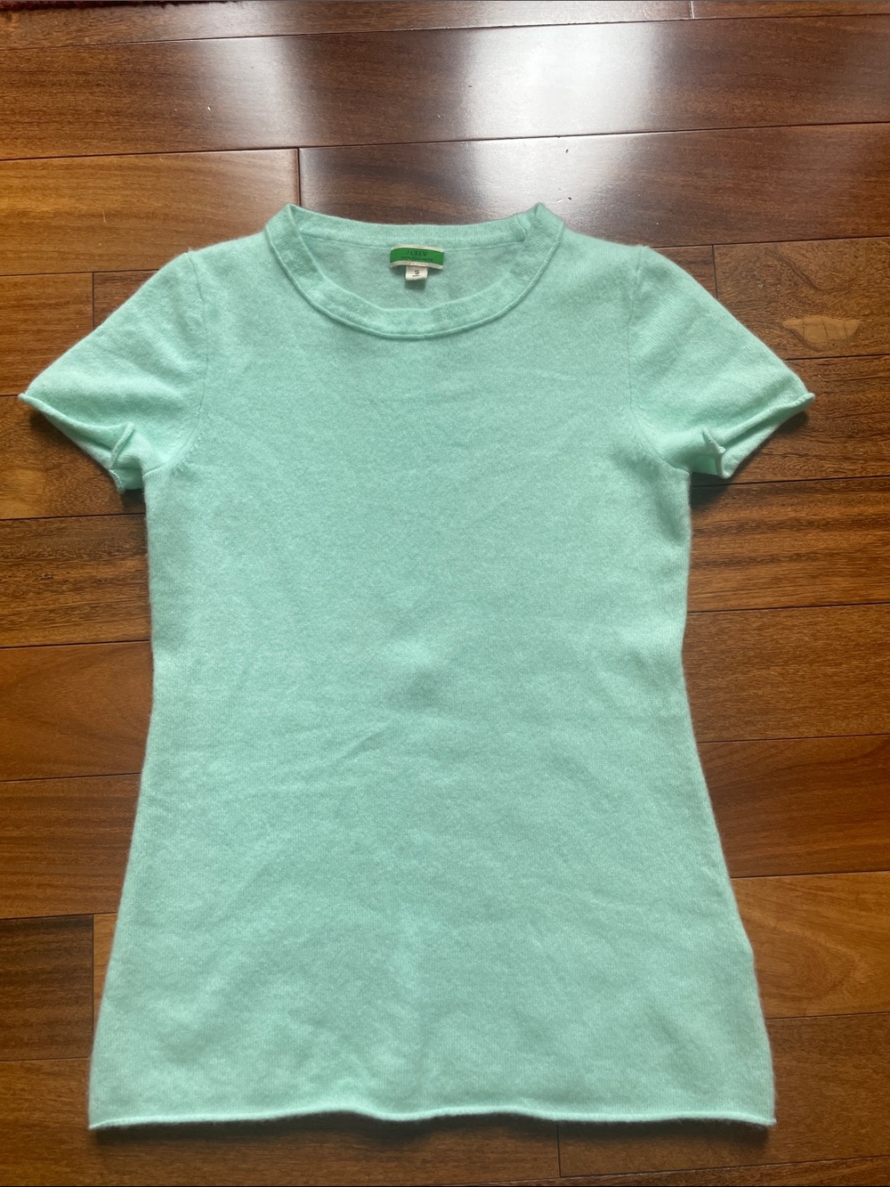 J. Crew Mint Green Short-Sleeve Cashmere Sweater